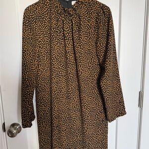 J. Crew Black Dress with Tan Spot Print - Long Sleeve